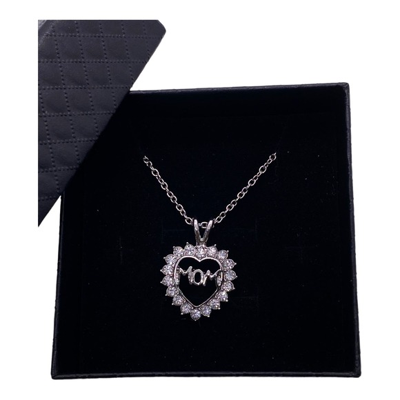 Silver Imitation Diamond Heart Mom Necklace Gift Box - Picture 5 of 5